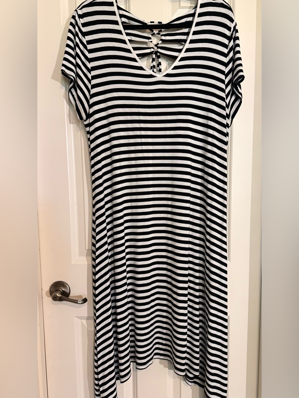 Chico's Black and White Striped “Midaxi” Dress